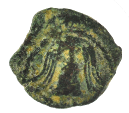 Archelaus prutah Crested Helmet with Grape 4 BC-6 AD (ArchHelmet 01)
