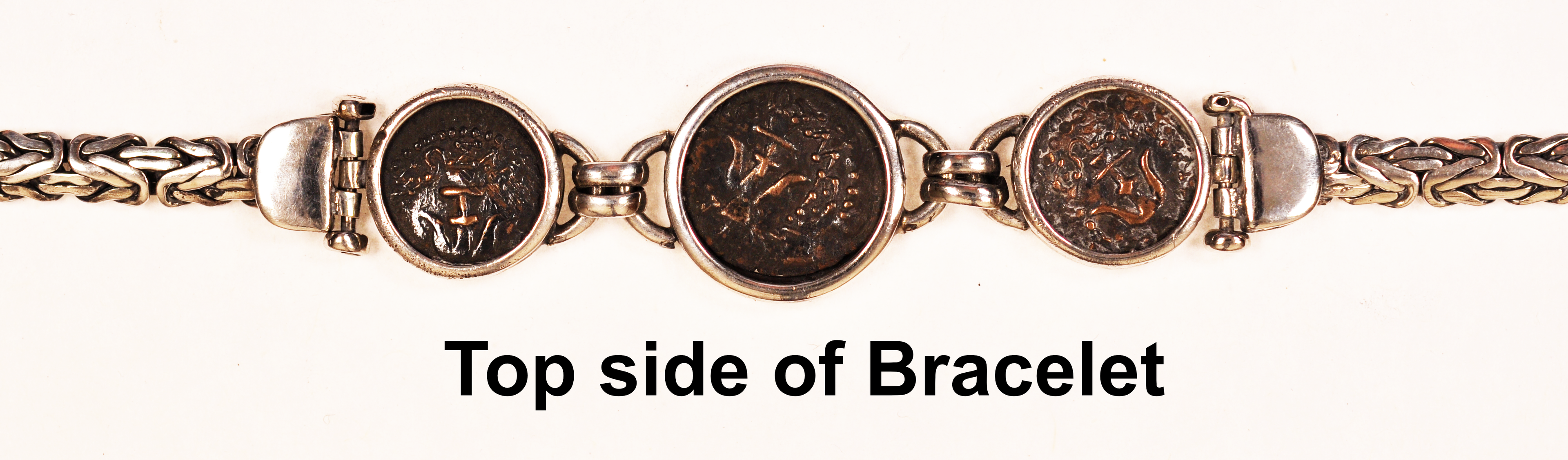 Silver Bracelet with 3 Authentic Widows Mite Biblical Coins (S-Bracelet 01)