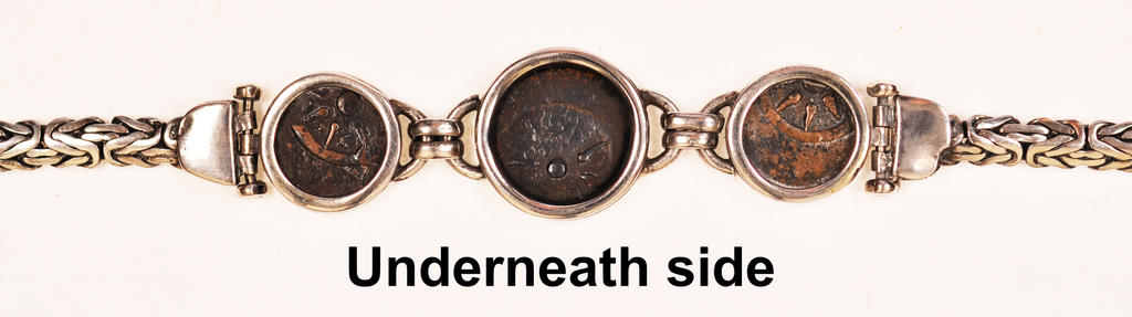 Silver Bracelet with 3 Authentic Widows Mite Biblical Coins (S-Bracelet 01)