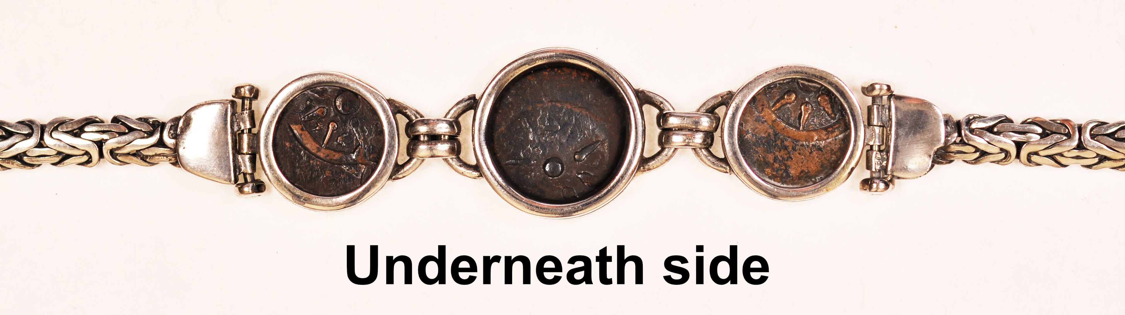 Silver Bracelet with 3 Authentic Widows Mite Biblical Coins (S-Bracelet 01)