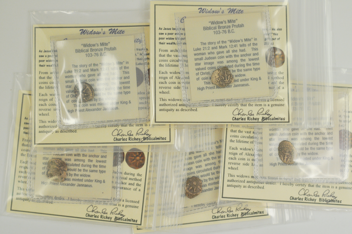 Economy Authentic Widow's Mite Prutah Coins -Set of 5 Mites  (PRSet-b)
