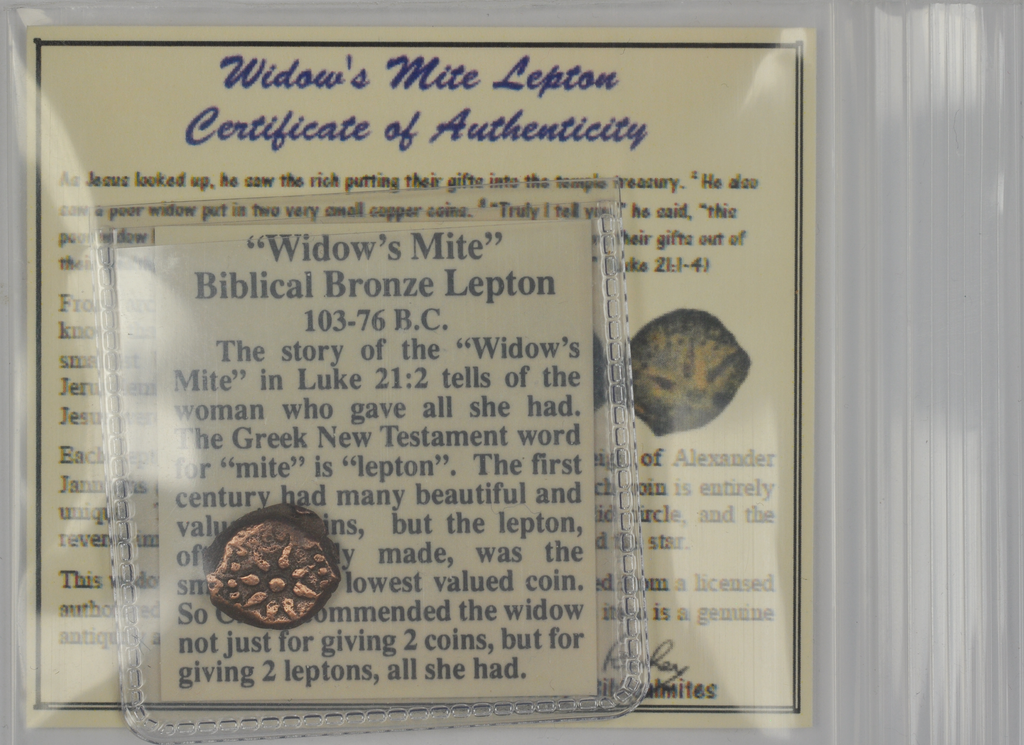 Biblical Ancient Coin ~ Widow's Mite Lepton Cleaned ~ Luke 21:2 (LP80)