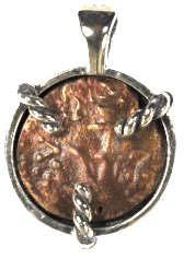 Widows Mite Silver Bezel "Rope" Pendant (Rope14mm-10)