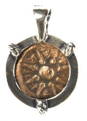 Widows Mite Silver Bezel "Rope" Pendant (Rope14mm-11)