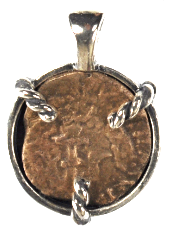 Widows Mite Silver Bezel "Rope" Pendant (Rope14mm-11)