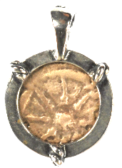 Widows Mite Silver Bezel "Rope" Pendant (Rope14mm-12)