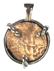 Widows Mite Silver Bezel "Rope" Pendant (Rope14mm-12)