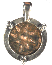 Widows Mite Silver Bezel "Rope" Pendant (Rope14mm-13)