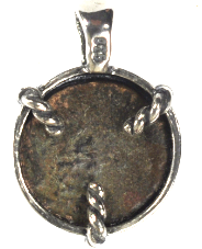 Widows Mite Silver Bezel "Rope" Pendant (Rope14mm-13)