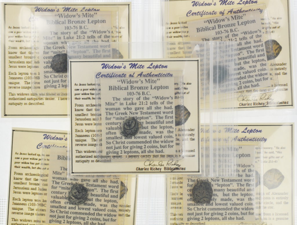 Widow's Mite Coins -Set of 5 Natural Patina Mites