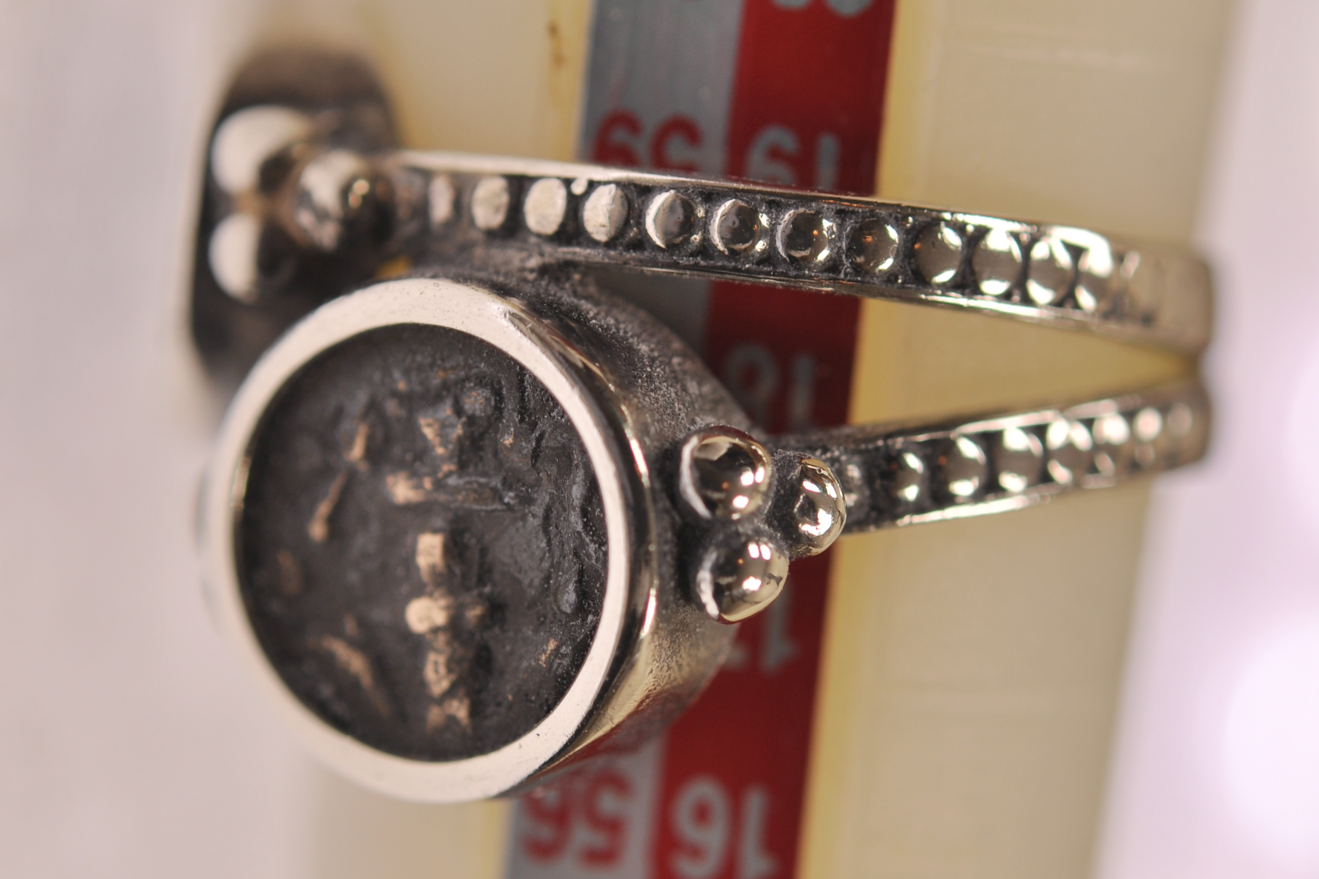 Two Authentic Widows Mites mounted in Lady's Silver Ring size 8-1/2 (S-R2)